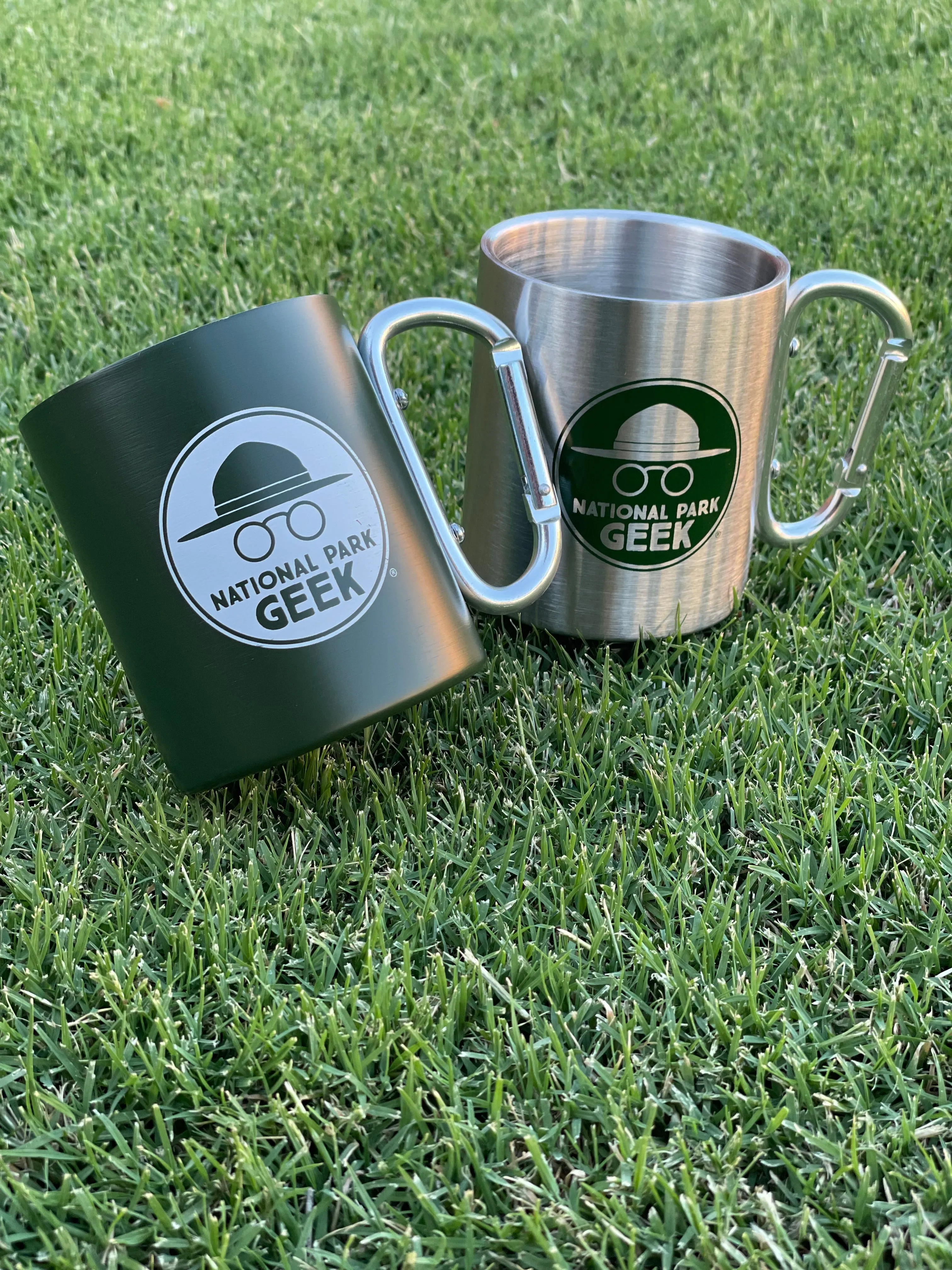 National Park Geek Carabiner Mug - Stainless Steel (includes US shipping, via USPS only)