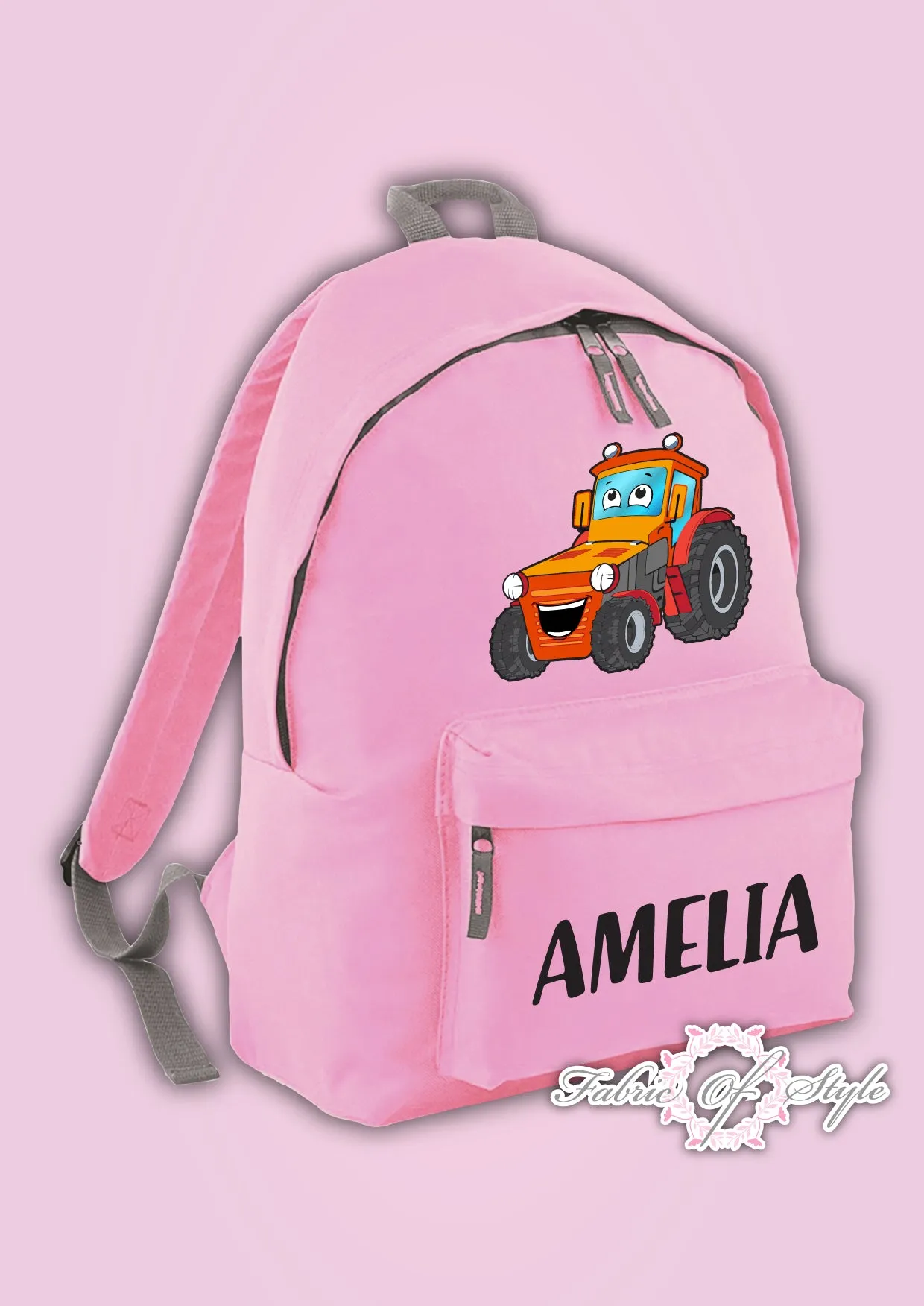 Personalised Kids Backpack - Any Name Tractor Girls Boys Back To School Bag