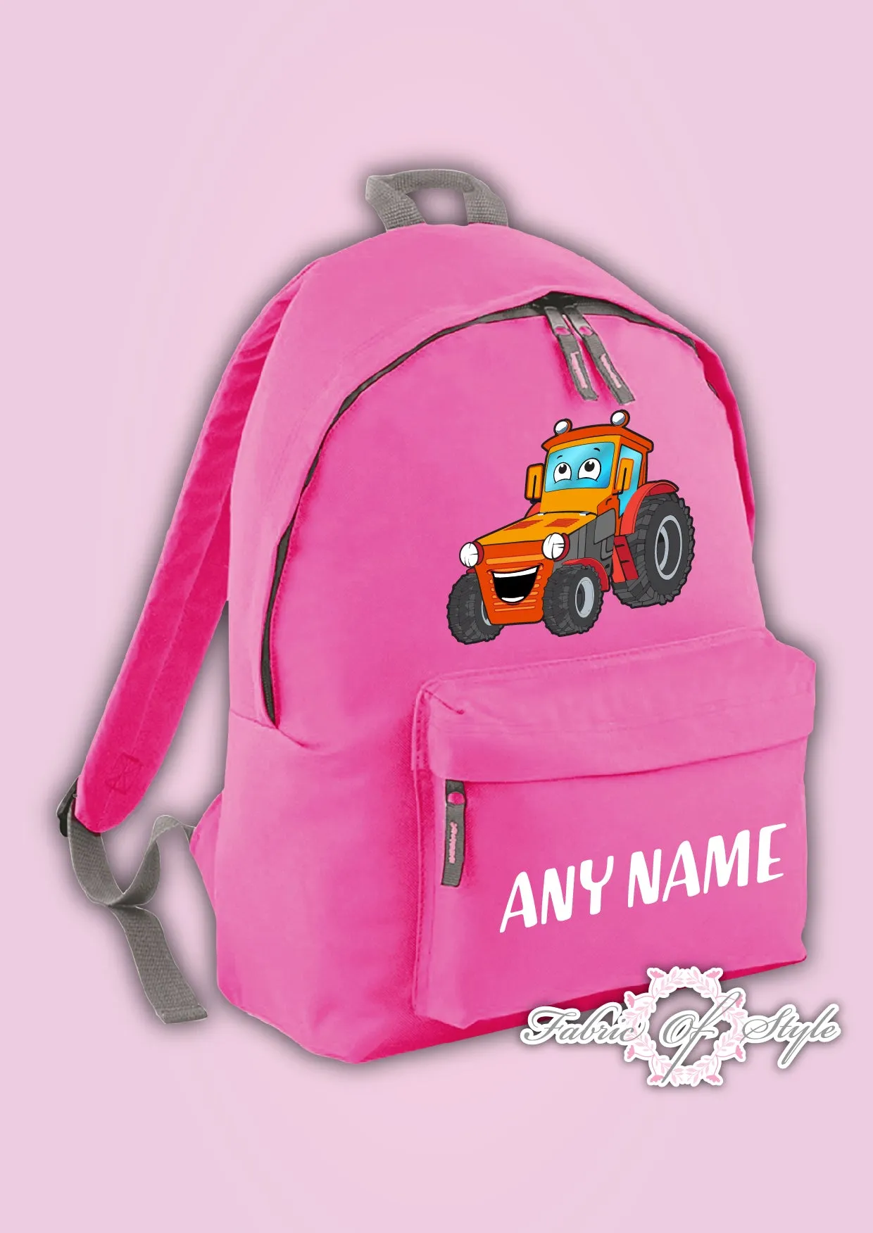 Personalised Kids Backpack - Any Name Tractor Girls Boys Back To School Bag