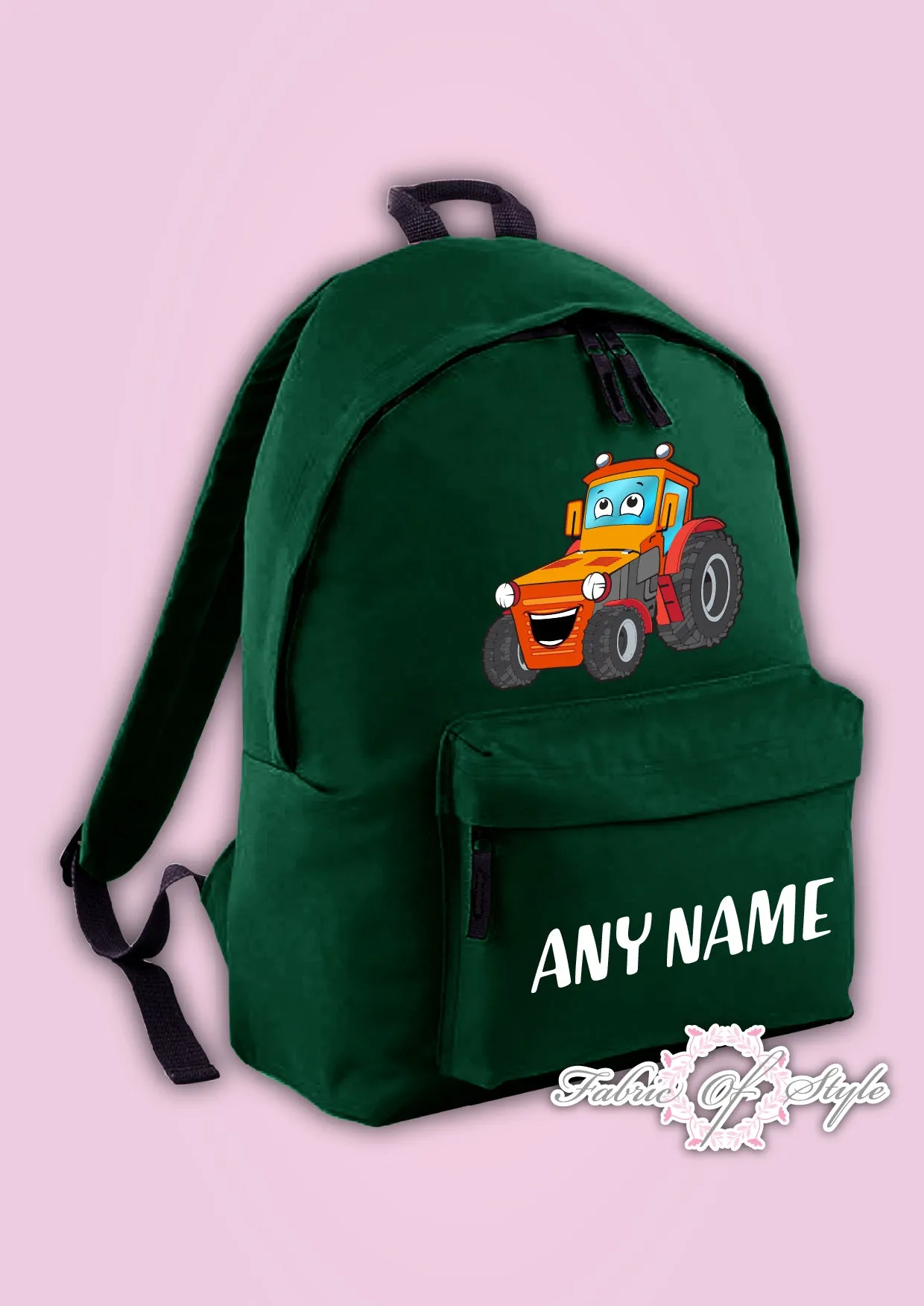 Personalised Kids Backpack - Any Name Tractor Girls Boys Back To School Bag