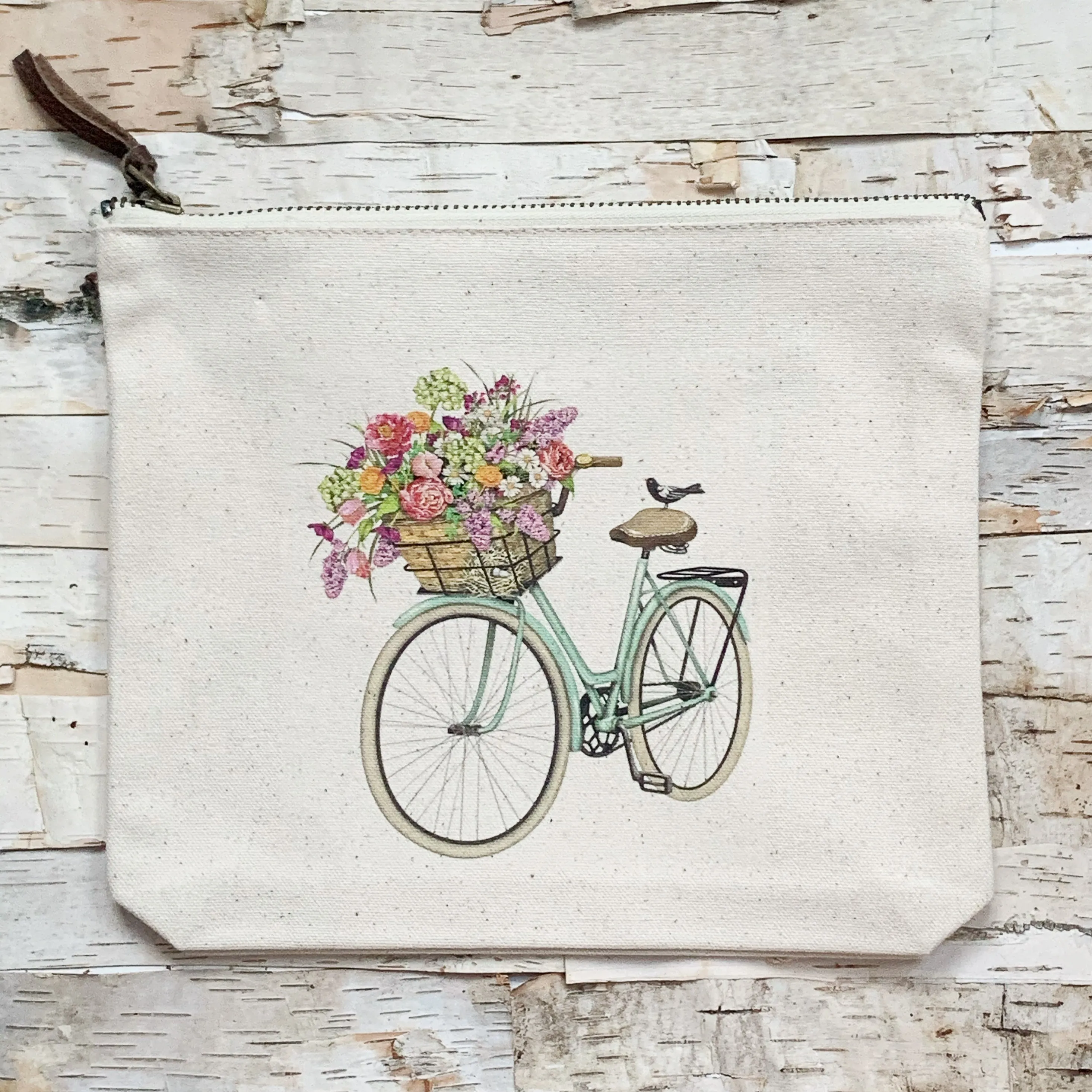 Spring Bike Canvas Pouch