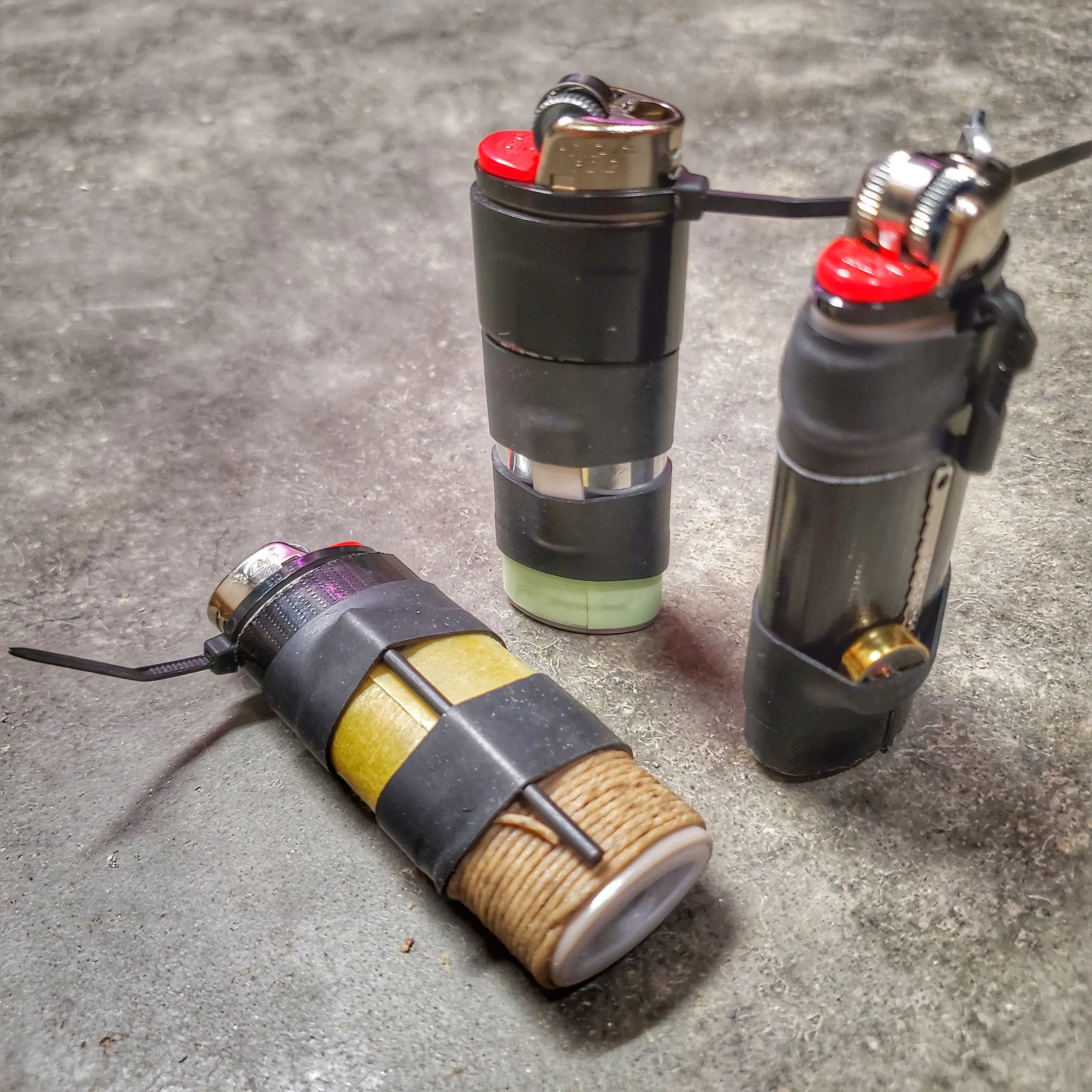 Survival Kit Lighter - Fire Starter outfitted with supplies.