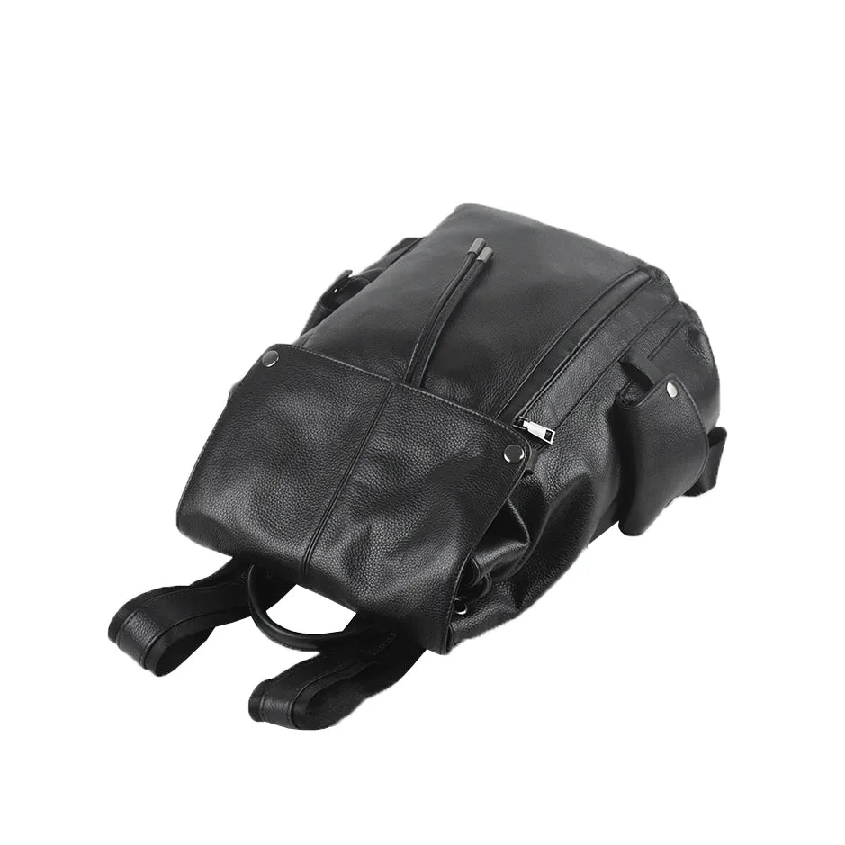 Unisex cowhide leather backpack Flap design