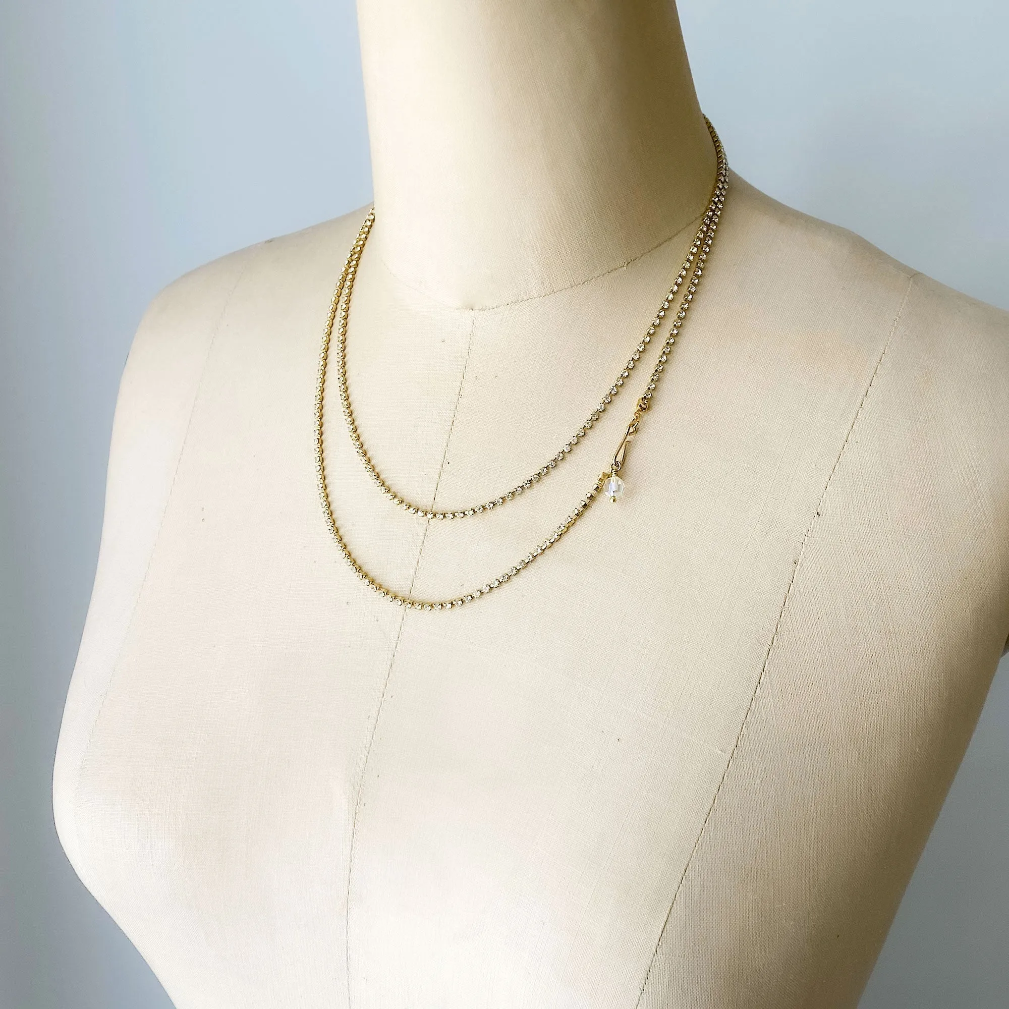 WEBSTER delicate gold rhinestone belt/necklace