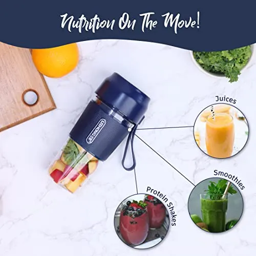 Wonderchef Nutri-Cup Portable Blender | USB Charging | Battery Operated Rechargeable Blender | 300ml | Blue