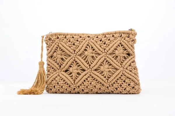 Woven Macrame Tassel Clutch